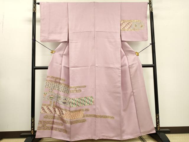 平和屋着物▼訪問着 吉祥霞宝尽くし花文 金彩 金通し地 正絹 逸品 DABD5997fe