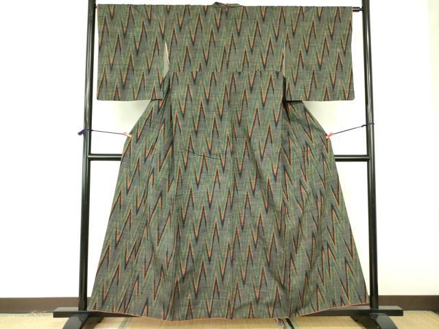 平和屋着物■上質な紬 幾何学文様 正絹 逸品 DABE1983op