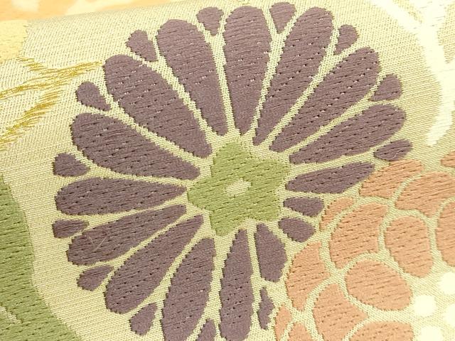 平和屋本店●極上 俵屋 人間国宝 喜多川平朗 有職織物 六通柄袋帯 唐織 草花文 金糸 逸品 DZAB6642kh6
