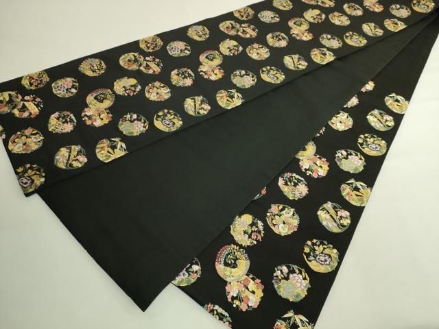 平和屋着物●極上 西陣の老舗 1782年創業 山下織物 六通柄袋帯 豊公観梅 黒地 金糸 逸品 DZAB6653kh6