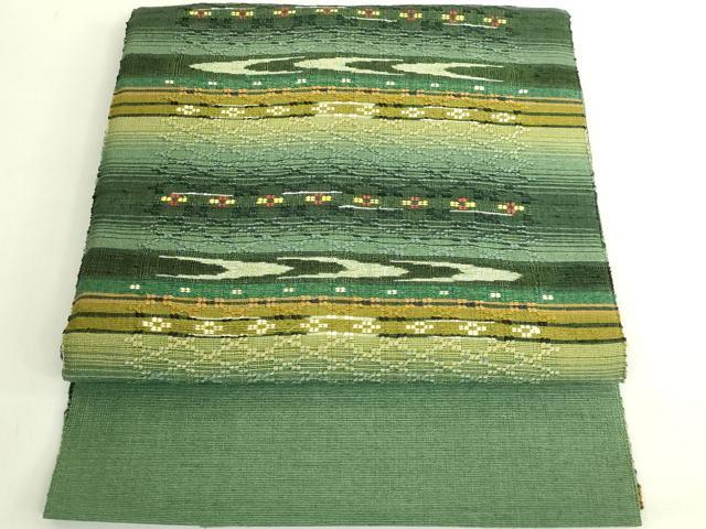 平和屋着物●極上 首里花織 八寸名古屋帯 横段文 逸品 DZAB6654kh6