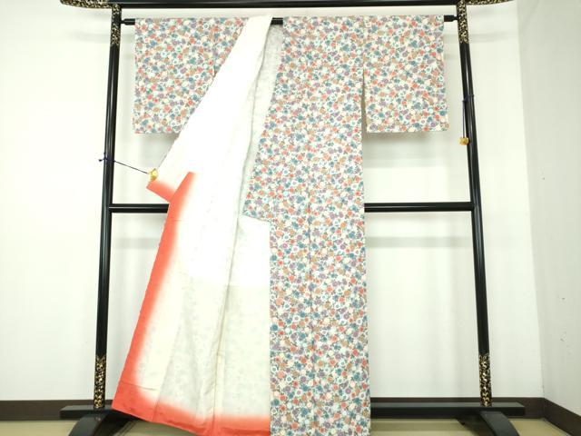 平和屋着物●上質な小紋 紬地 菊文 正絹 逸品 未使用 DABE5354ps