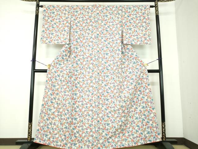 平和屋着物●上質な小紋 紬地 菊文 正絹 逸品 未使用 DABE5354ps