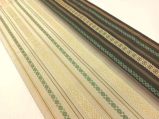 平和屋着物●本場筑前博多織 八寸名古屋帯 筑前織物謹製 七献上 博多金ラベル さが美扱い 証紙付き 正絹 逸品 未使用 CABG1737vp