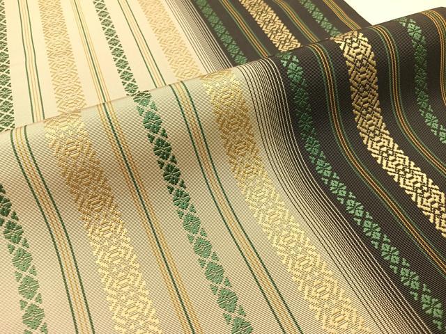 平和屋着物●本場筑前博多織 八寸名古屋帯 筑前織物謹製 七献上 博多金ラベル さが美扱い 証紙付き 正絹 逸品 未使用 CABG1737vp