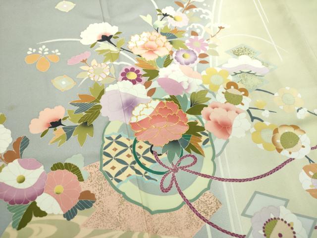 平和屋着物●訪問着 作家物 駒刺繍 鏡裏花文 暈し染め 金彩 正絹 逸品 DABE5446ps