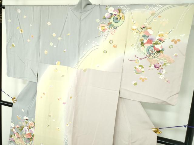 平和屋着物●訪問着 作家物 駒刺繍 鏡裏花文 暈し染め 金彩 正絹 逸品 DABE5446ps