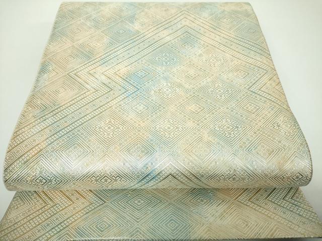 平和屋着物●佐賀錦 両面 六通柄袋帯 作家物 菱繋ぎ 正絹 逸品 DABE5535ps