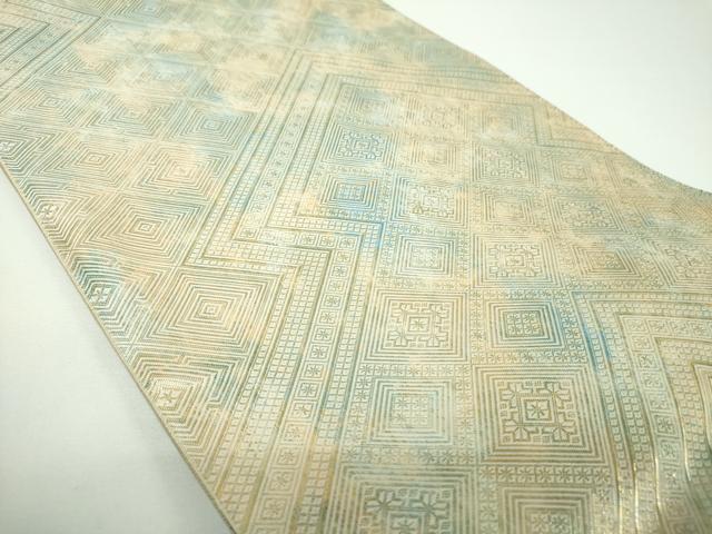 平和屋着物●佐賀錦 両面 六通柄袋帯 作家物 菱繋ぎ 正絹 逸品 DABE5535ps