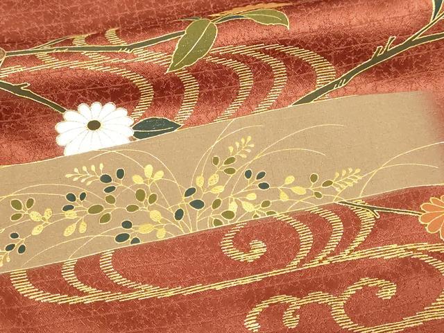 平和屋着物■訪問着 流水地紙草花文 暈し染め 金彩 正絹 逸品 DABE9207sf
