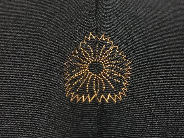 平和屋着物#羽織 駒刺繍 光琳菊 黒地 金糸 正絹 逸品 CABE5163ua