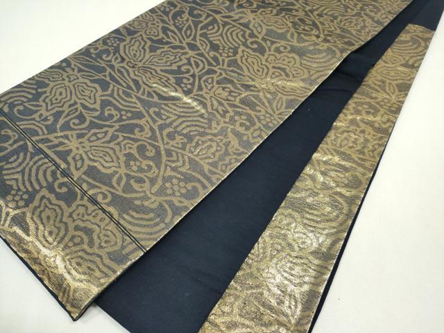 平和屋着物◎六通柄 京袋帯 草花文 金糸 正絹 逸品 CABF6573ou