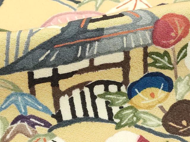 平和屋着物■訪問着 型染め 風景花文 正絹 逸品 DABE7967cd