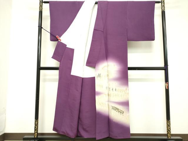 平和屋着物■訪問着 寿光織 人物文 暈し染め 金糸 正絹 逸品 DABF4010cd