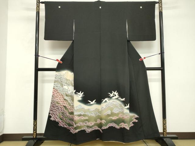 平和屋着物■豪華黒留袖 群鶴 暈し染め 金彩 正絹 逸品 DABF4009cd