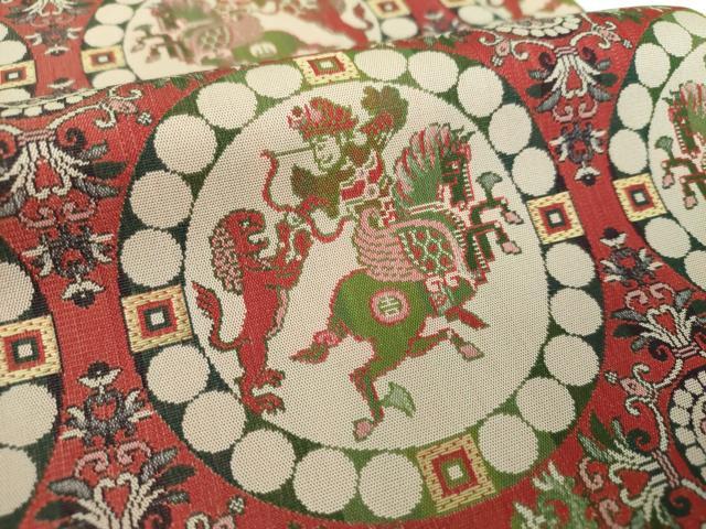 平和屋着物●龍村美術織物 九寸開き名古屋帯 獅子狩文錦 正絹 逸品 DABE5595ps