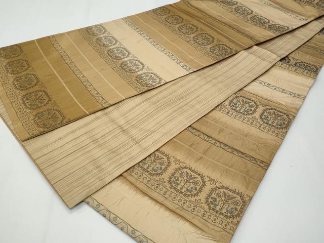 平和屋着物◎全通柄袋帯 横段向かい鳥花文 金銀糸 正絹 逸品 CABF7179fb