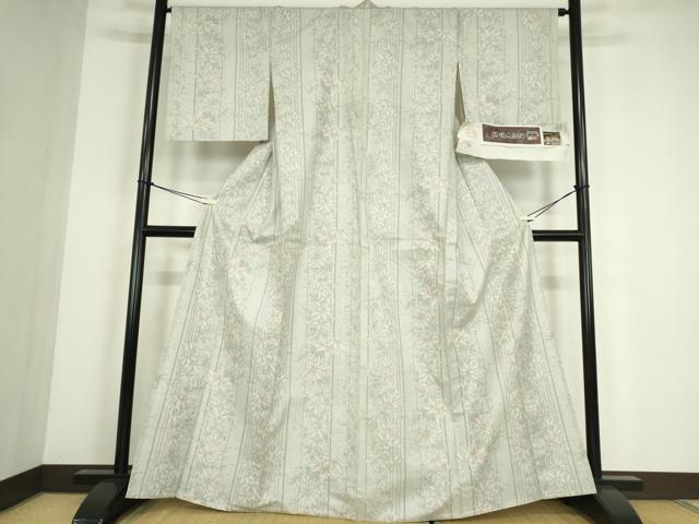 平和屋着物▽大島紬 単衣 草葉間道 証紙付き 正絹 逸品 DABE4511az