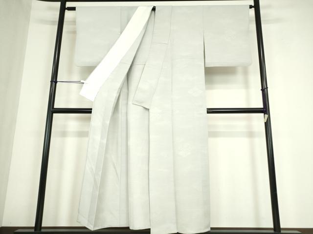 平和屋着物▽上質な色無地 単衣 菱花地紋 藍白色 正絹 逸品 DABE4549az