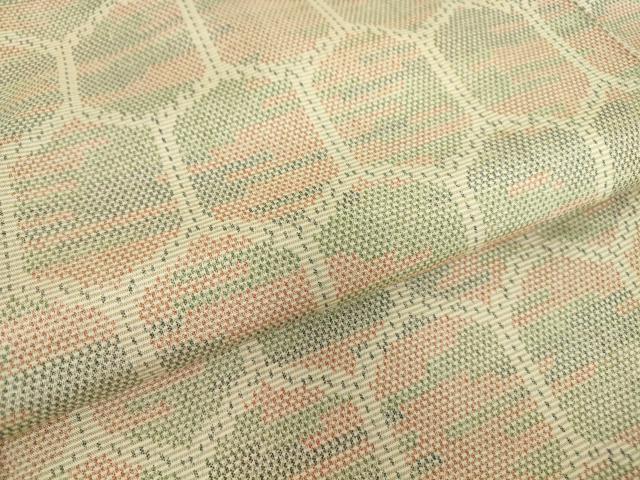 平和屋着物▽上質な紬 単衣 亀甲柄 正絹 逸品 DABE4546az