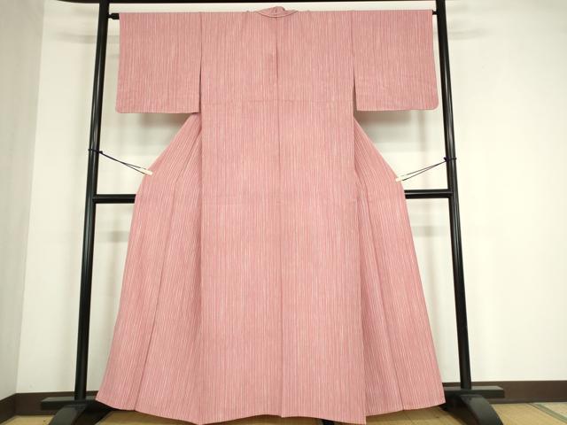平和屋着物▽上質な小紋 単衣 縞 正絹 逸品 DABE4555az