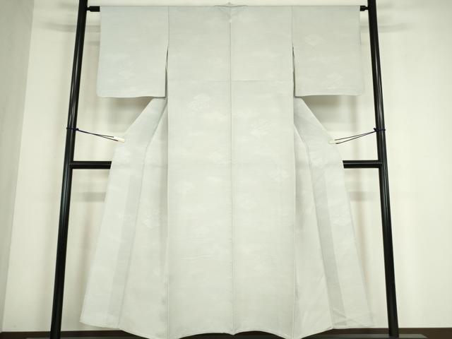 平和屋着物▽上質な色無地 単衣 菱花地紋 藍白色 正絹 逸品 DABE4549az