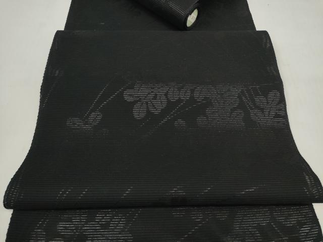 平和屋着物*夏物 西陣 織憲謹製 名古屋帯 帯反物 黒共帯 萩 証紙付き 逸品 未使用 DABD7939zzz