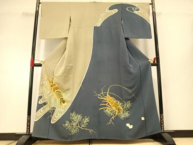 平和屋着物●訪問着 友禅 松 伊勢海老 金彩 正絹 逸品 AABI1541fy