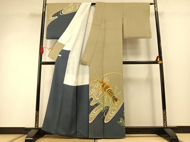 平和屋着物●訪問着 友禅 松 伊勢海老 金彩 正絹 逸品 AABI1541fy