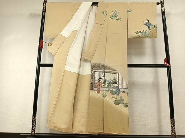 平和屋着物●訪問着 友禅 作家物 人物文 暈し染め 正絹 逸品 AABI1548fy