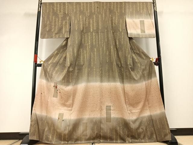 平和屋着物●訪問着 刺繍 草花文 暈し染め 金糸 金彩 正絹 逸品 AABI1545fy