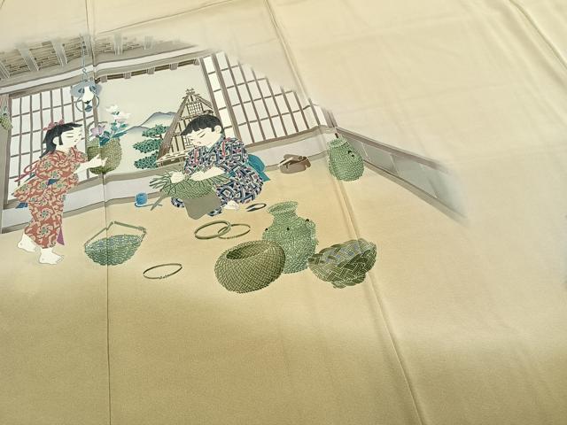 平和屋着物●訪問着 友禅 作家物 人物文 暈し染め 正絹 逸品 AABI1548fy