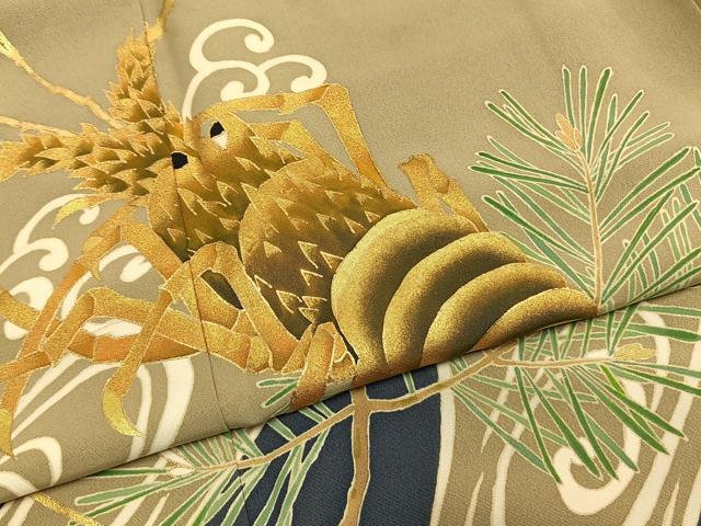 平和屋着物●訪問着 友禅 松 伊勢海老 金彩 正絹 逸品 AABI1541fy