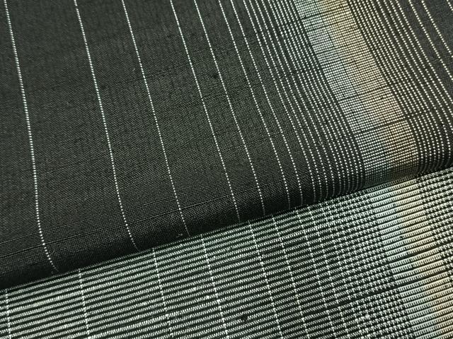 平和屋着物●蕪重織物謹製 紬 かわり縞格子 反端付き 正絹 逸品 AABI1569fy