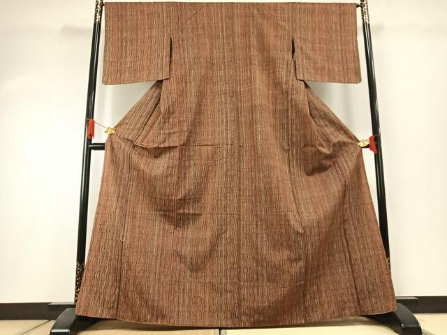 平和屋着物●上質な紬 縞 正絹 逸品 AABI1565fy