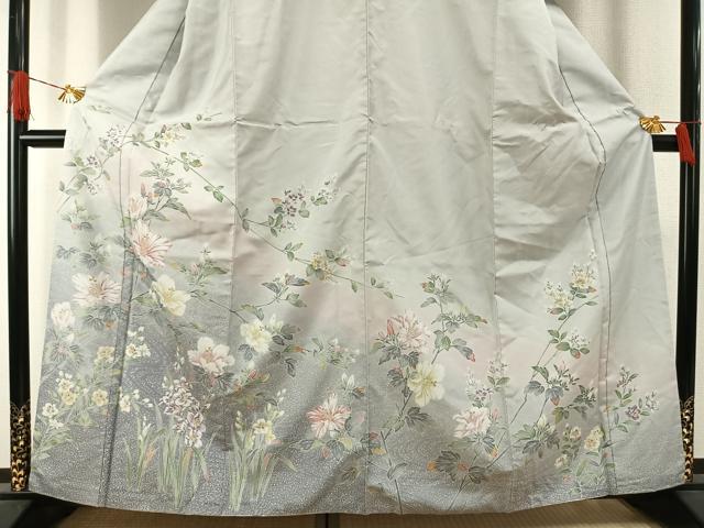平和屋着物●本場大島紬 染大島 訪問着 枝花文 正絹 逸品 AABI1552fy