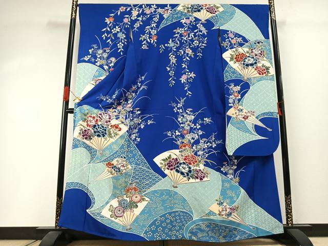 平和屋着物●豪華振袖 扇面花文 正絹 逸品 AABI1560fy