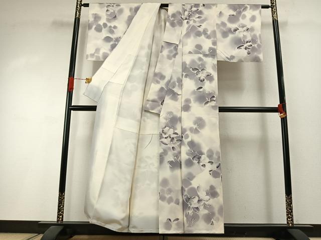 平和屋着物●染色作家 斉藤三才 小紋 草花文 暈し染め 正絹 逸品 AABI1557fy