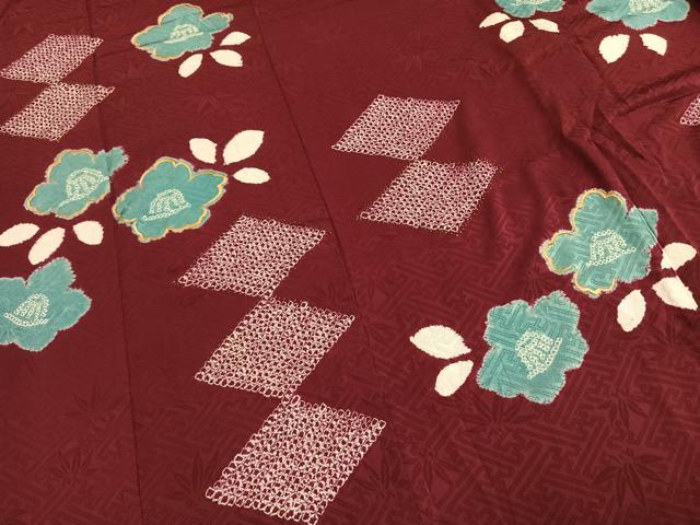 平和屋着物●アンティーク 大正ロマン 訪問着 絞り 刺繍 舞花文 正絹 逸品 AABI1558fy