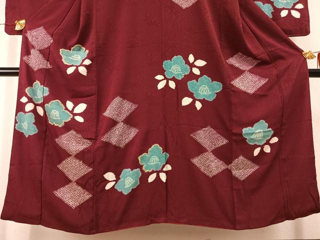 平和屋着物●アンティーク 大正ロマン 訪問着 絞り 刺繍 舞花文 正絹 逸品 AABI1558fy