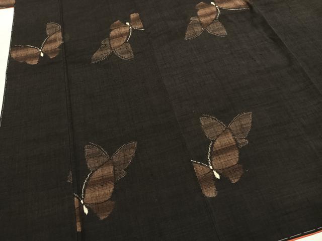 平和屋着物●小千谷紬 舞蝶文 正絹 逸品 AABI1556fy