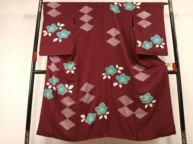 平和屋着物●アンティーク 大正ロマン 訪問着 絞り 刺繍 舞花文 正絹 逸品 AABI1558fy