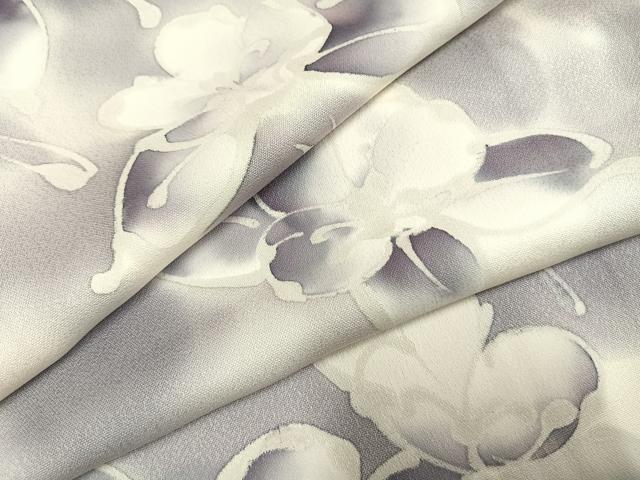 平和屋着物●染色作家 斉藤三才 小紋 草花文 暈し染め 正絹 逸品 AABI1557fy