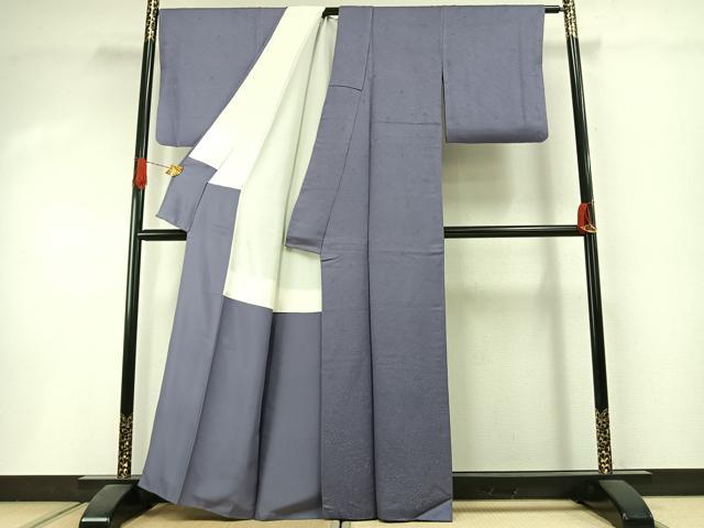 平和屋着物●上質な色無地 草花地紋 鳩羽色 正絹 逸品 AABI1549fy