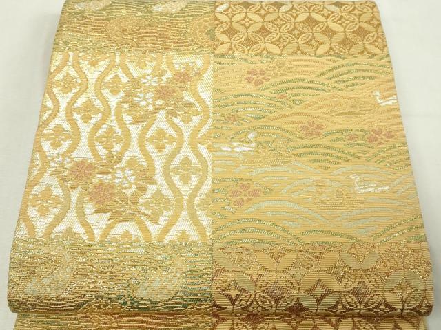平和屋本店▼佐賀錦 六通柄袋帯 手織 金華山織 吉祥文 本金箔 正絹 逸品 DABE9162sf