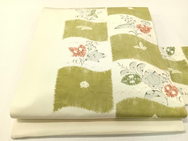 平和屋着物●日本工芸会正会員 福村廣利 絵絞庵 塩瀬 九寸名古屋帯 手描き 絞り 辻が花 正絹 逸品 CABG1875vp