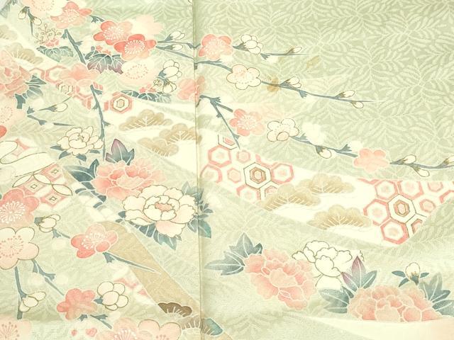 平和屋着物■訪問着 束ね熨斗草花文 金彩 正絹 逸品 DABE9263sf