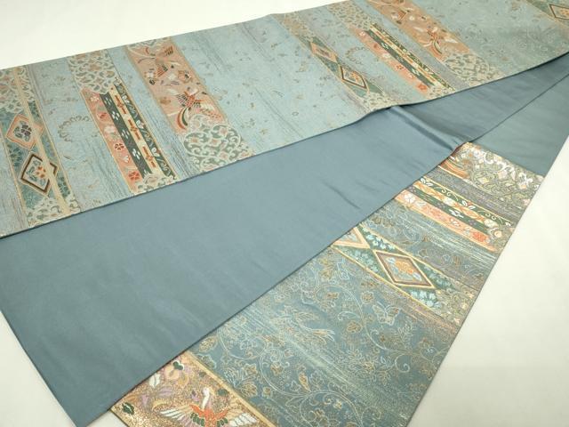 平和屋本店▼六通柄袋帯 唐織 宝倉段文 本金箔 正絹 逸品 DABE9324sf