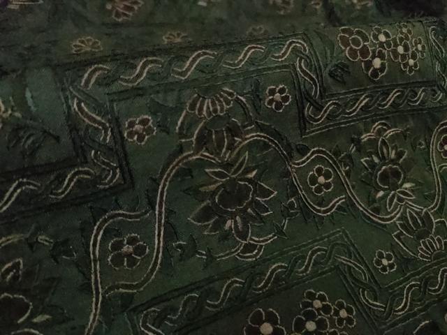 平和屋本店●極上 中国三大刺繍 スワトウ刺繍 汕頭刺繍 総刺繍 訪問着 紬地 洋花文 高麗納戸色地 逸品 DZAB2258kh6
