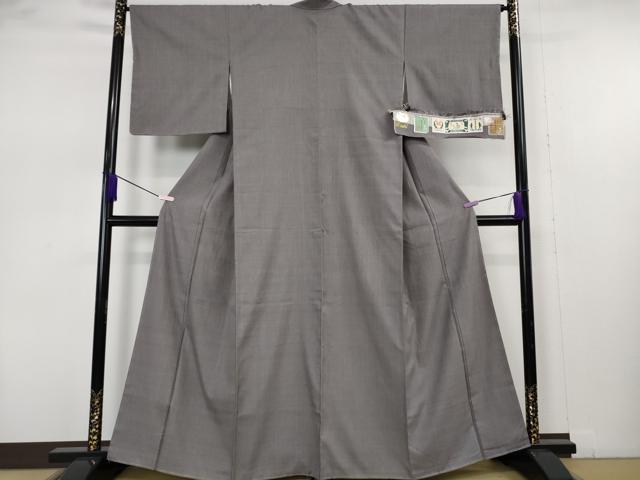 平和屋本店●極上 本場結城紬 重要無形文化財 色無地 薄墨色 証紙付き 逸品 未使用 DZAB1719kh6